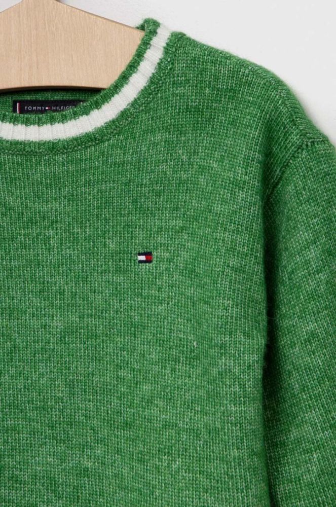 Дитячий светр з домішкою вовни Tommy Hilfiger колір зелений фото 3