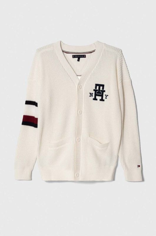 Дитячий бавовняний кардиган Tommy Hilfiger колір білий (3379813)