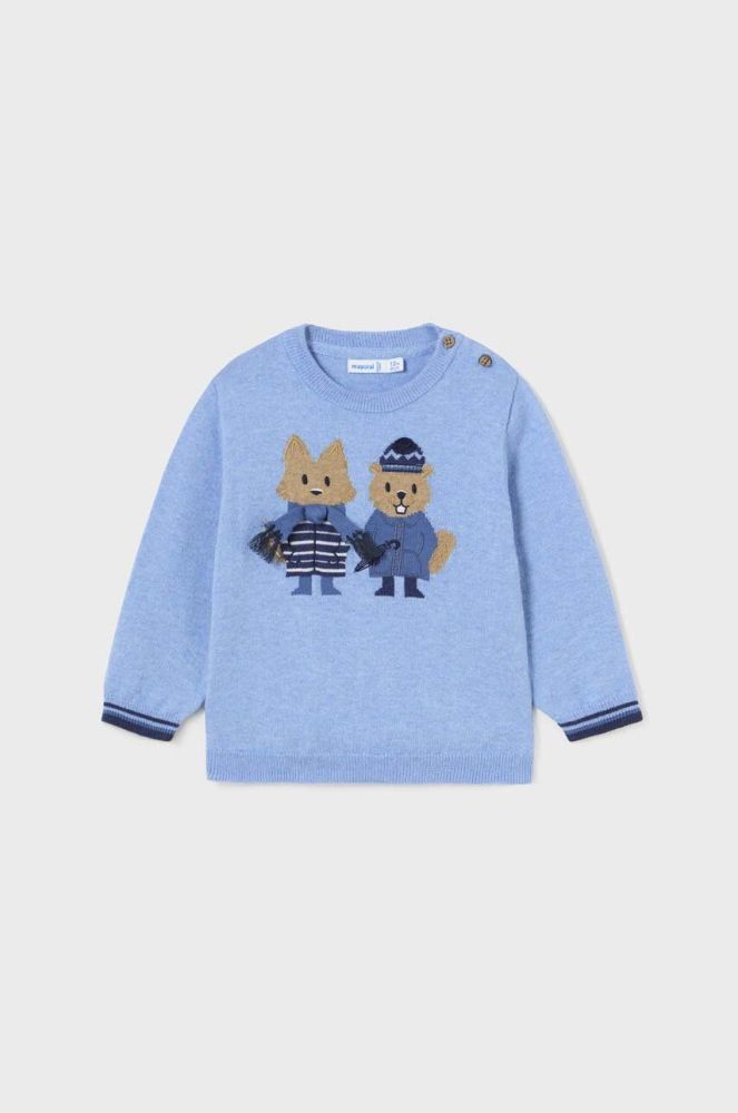 Дитячий светр з домішкою вовни Mayoral колір блакитний