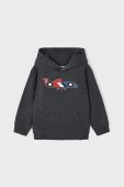 Дитяча кофта Mayoral колір сірий з капюшоном з принтом (3410715)