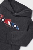 Дитяча кофта Mayoral колір сірий з капюшоном з принтом (3410715)