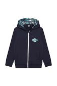 Дитяча кофта BOSS колір синій з капюшоном з принтом (3626139)