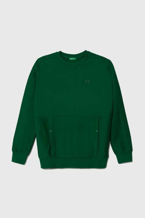 Дитяча бавовняна кофта United Colors of Benetton колір зелений однотонна (3516145)