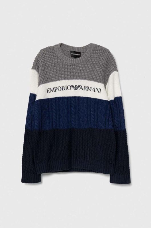 Вовняний дитячий светр Emporio Armani колір сірий