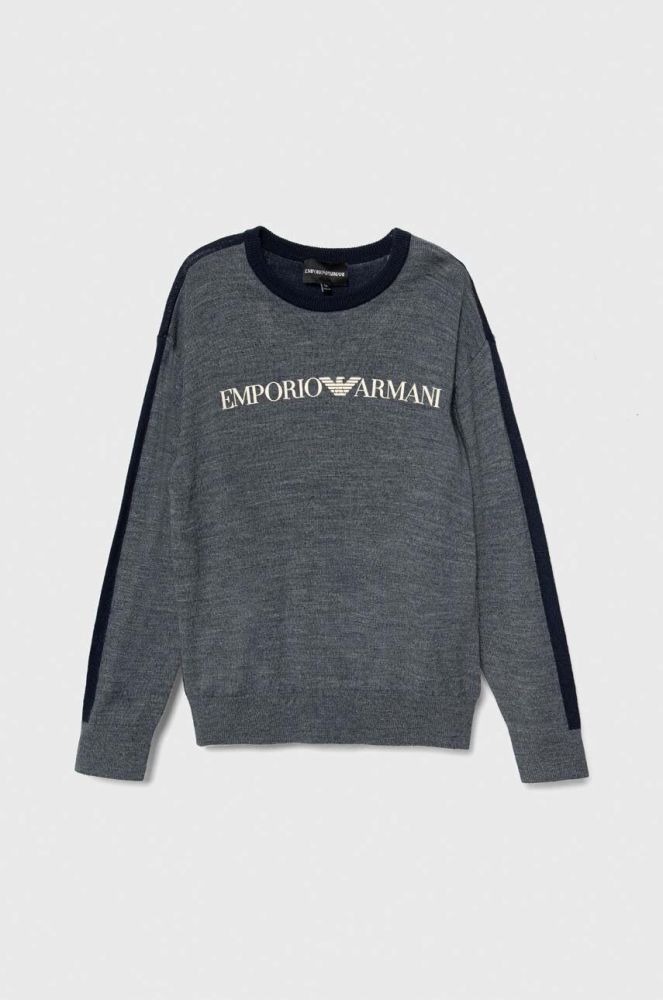 Вовняний дитячий светр Emporio Armani колір синій легкий