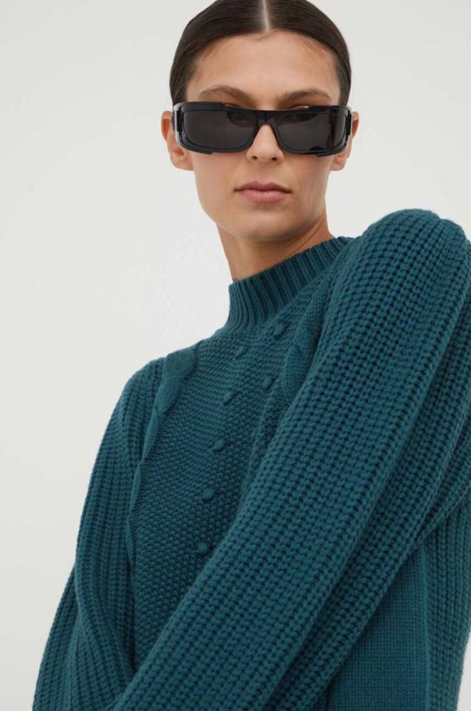 Светр Bruuns Bazaar жіночий колір зелений теплий півгольф фото 4