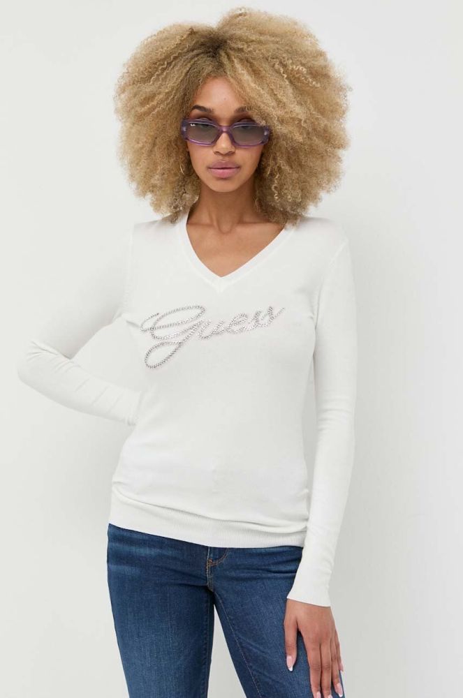 Вовняний светр Guess жіночий колір бежевий