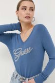 Вовняний светр Guess жіночий колір блакитний