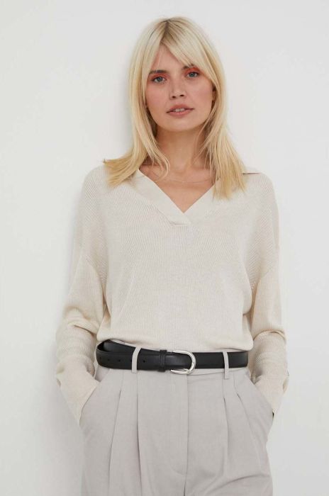 Светр з домішкою шовку Tommy Hilfiger колір бежевий легкий (3335790)