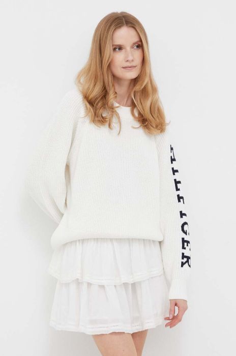 Бавовняний светр Tommy Hilfiger колір бежевий теплий (3316794)