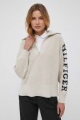 Бавовняний светр Tommy Hilfiger колір бежевий теплий гольф (3316800)