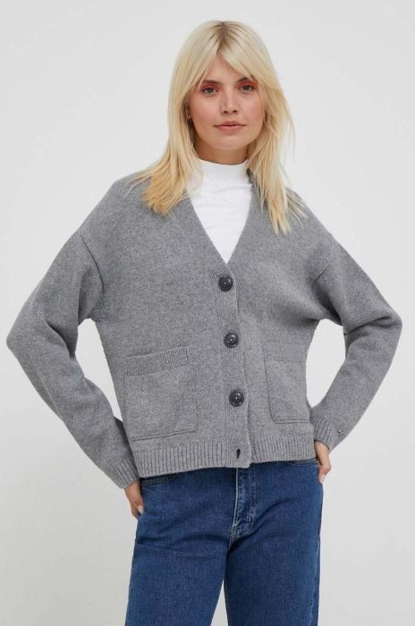 Кардиган з домішкою вовни Tommy Hilfiger колір сірий теплий