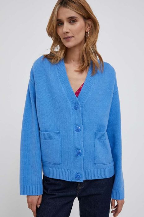 Кардиган з домішкою вовни Tommy Hilfiger теплий колір блакитний