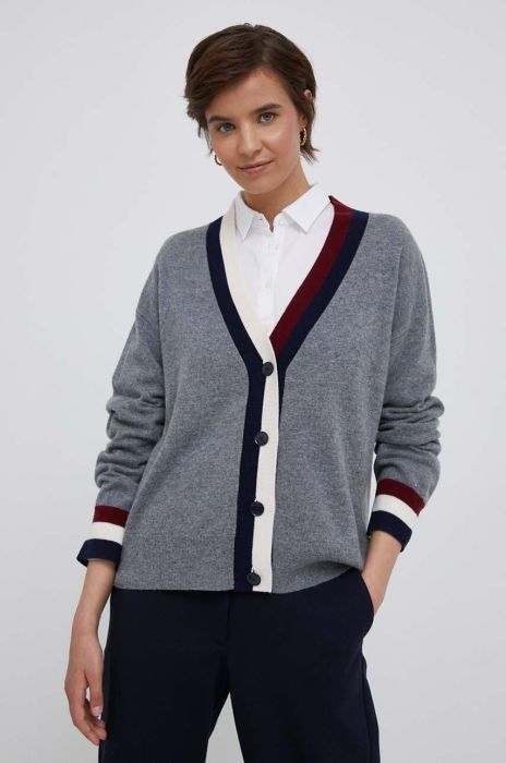 Вовняний кардиган Tommy Hilfiger колір сірий легкий