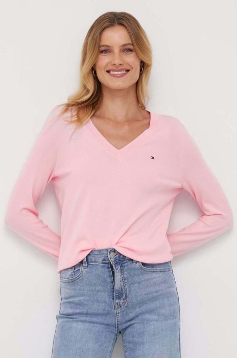 Светр Tommy Hilfiger жіночий колір рожевий легкий