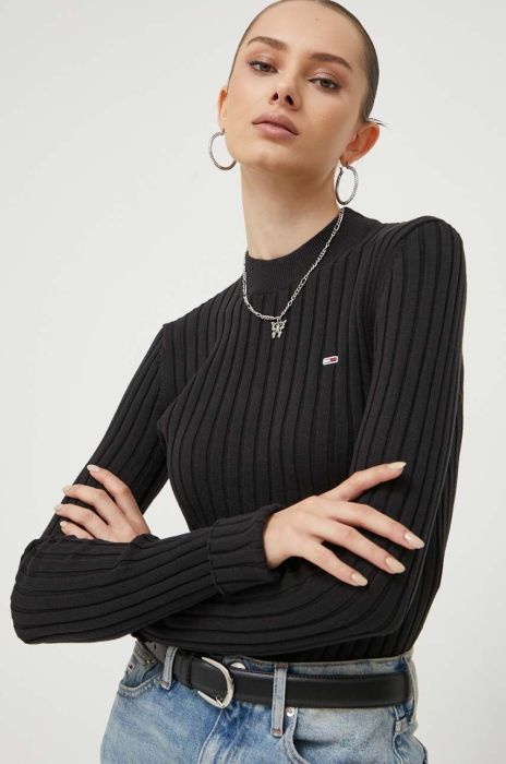 Бавовняний светр Tommy Jeans колір чорний легкий (3363346)