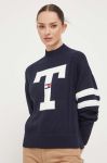 Бавовняний светр Tommy Jeans колір синій півгольф