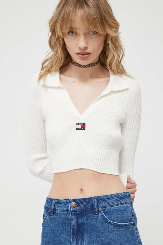 Светр Tommy Jeans жіночий колір білий легкий (3366697)