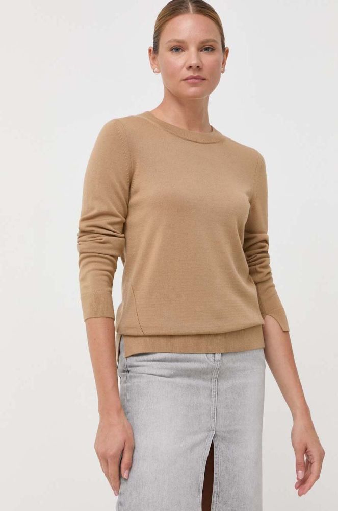 Вовняний светр BOSS жіночий колір бежевий легкий