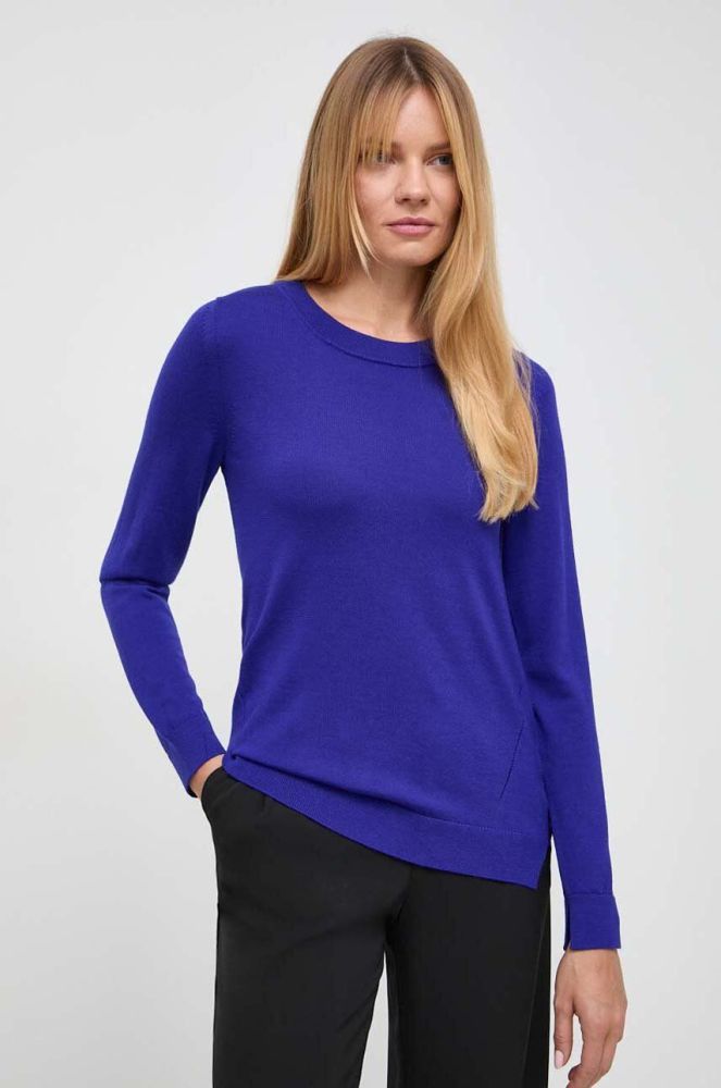 Вовняний светр BOSS жіночий легкий колір блакитний (3391533)