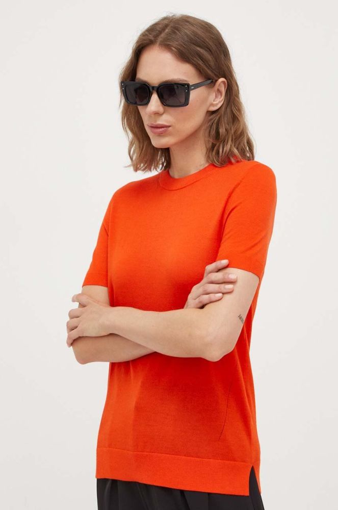Вовняний светр BOSS жіночий колір помаранчевий легкий
