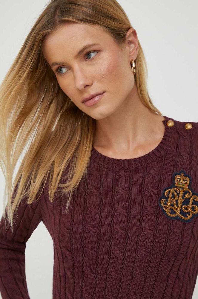 Бавовняний светр Lauren Ralph Lauren колір бордовий легкий