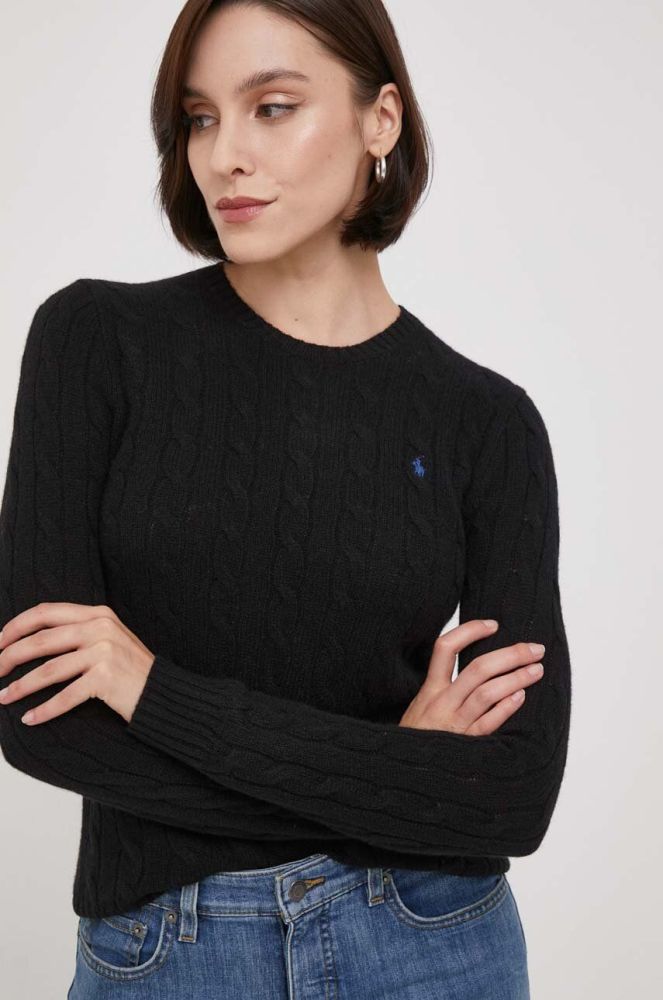 Вовняний светр Polo Ralph Lauren жіночий колір чорний легкий