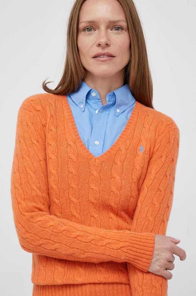 Вовняний светр Polo Ralph Lauren жіночий колір помаранчевий легкий