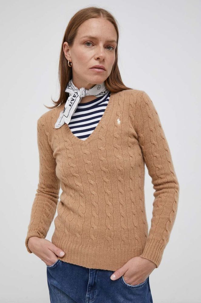 Вовняний светр Polo Ralph Lauren жіночий колір бежевий легкий