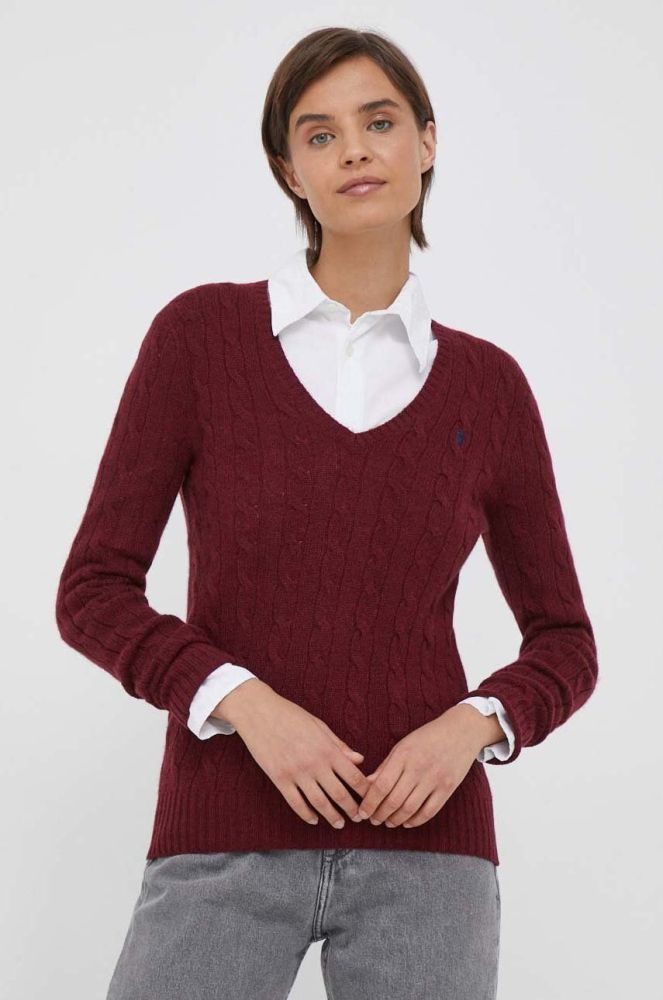 Вовняний светр Polo Ralph Lauren жіночий колір бордовий легкий