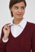 Вовняний светр Polo Ralph Lauren жіночий колір бордовий легкий