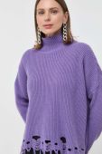 Вовняний светр Pinko жіночий колір фіолетовий гольф