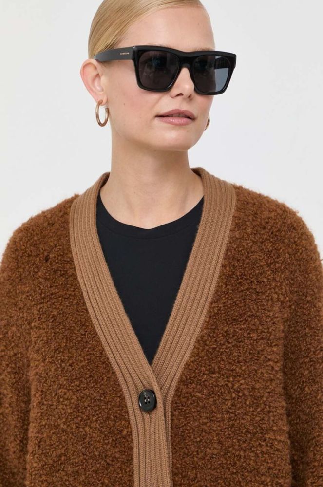 Вовняний кардиган Weekend Max Mara колір коричневий легкий фото 4