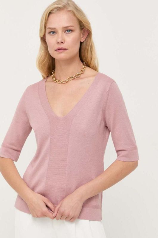 Шовковий светр Max Mara Leisure колір рожевий легкий (3410858)