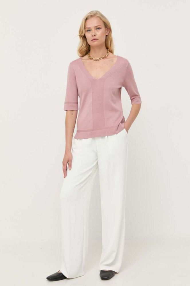 Шовковий светр Max Mara Leisure колір рожевий легкий (3410858) фото 2