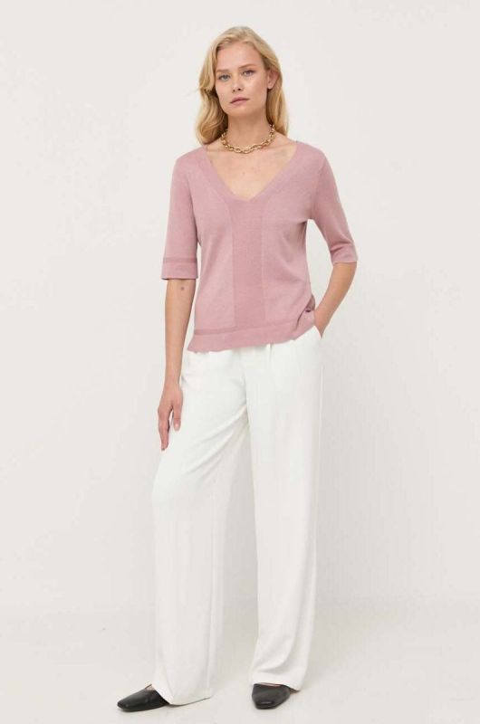 Шовковий светр Max Mara Leisure колір рожевий легкий (3410858) фото 2