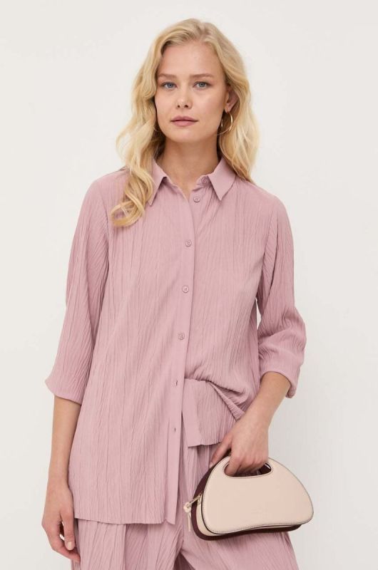 Сорочка Max Mara Leisure жіноча колір рожевий regular класичний комір