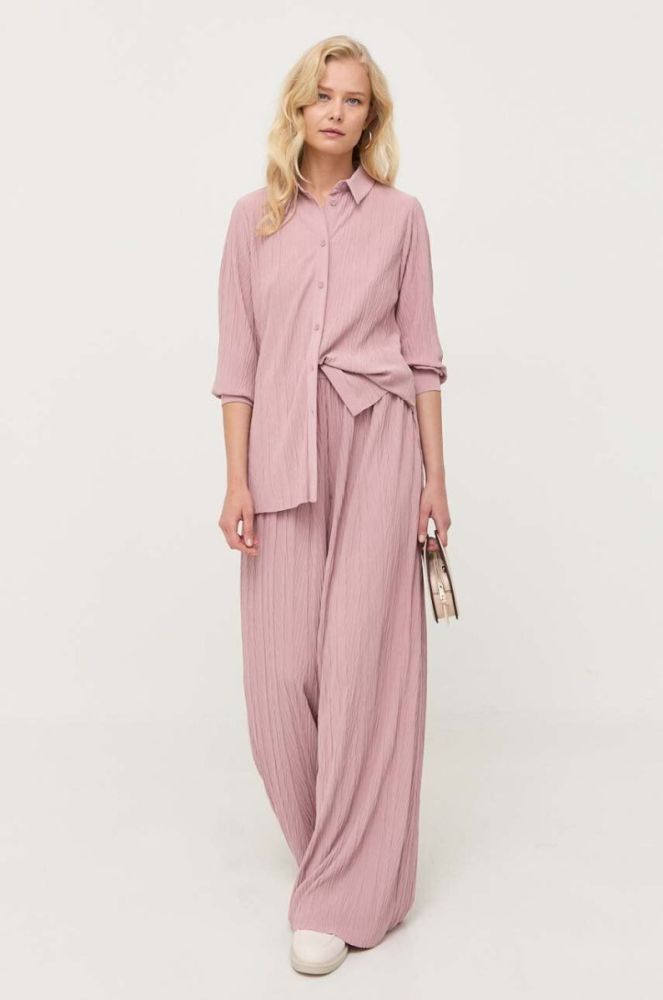 Сорочка Max Mara Leisure жіноча колір рожевий regular класичний комір фото 4