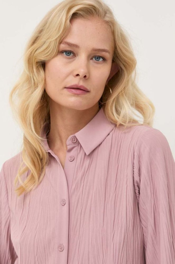 Сорочка Max Mara Leisure жіноча колір рожевий regular класичний комір фото 5