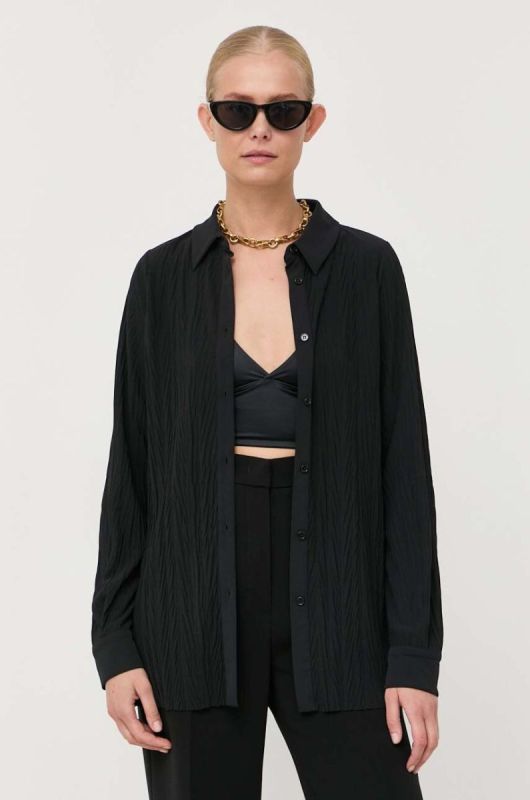 Сорочка Max Mara Leisure жіноча колір чорний regular класичний комір фото 2