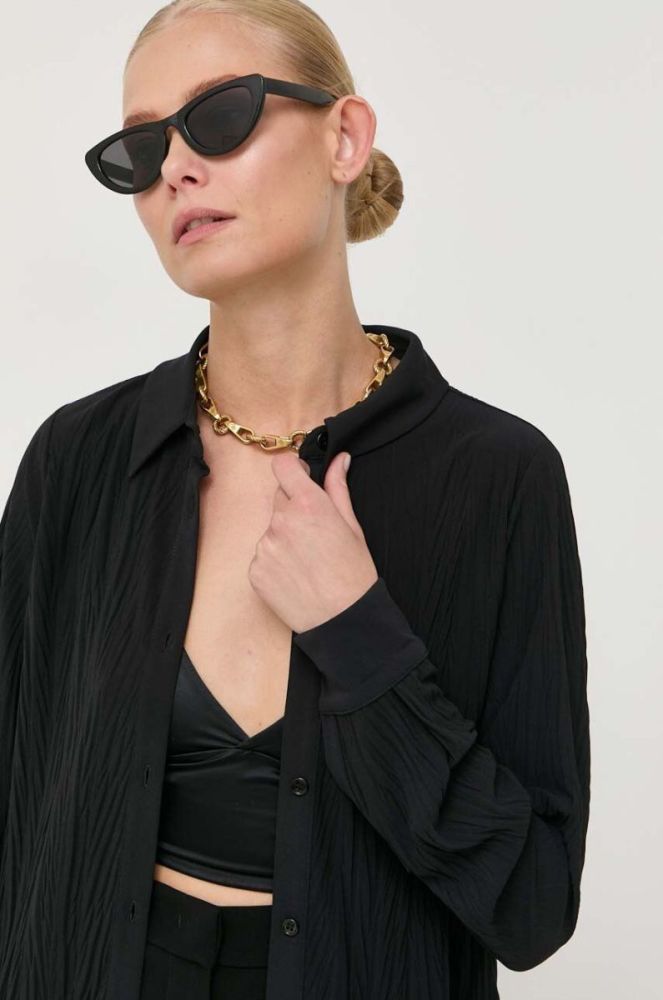 Сорочка Max Mara Leisure жіноча колір чорний regular класичний комір фото 4