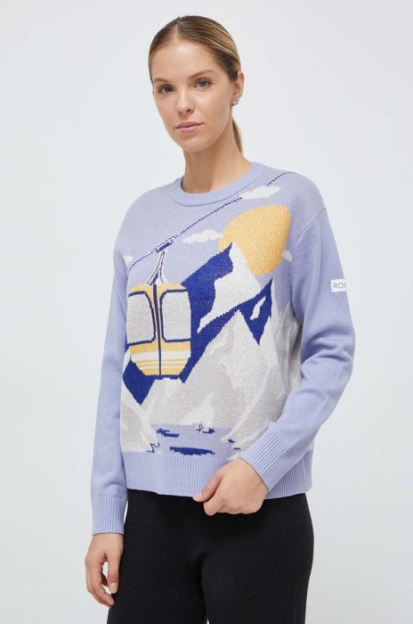 Светр з домішкою вовни Roxy жіночий колір фіолетовий