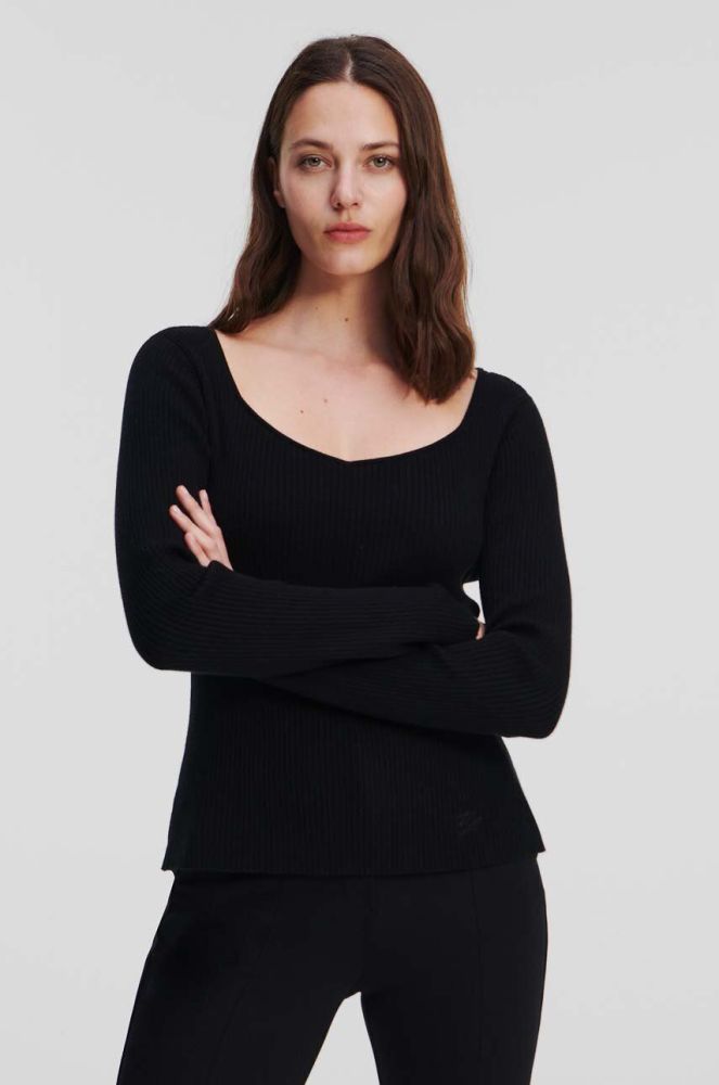 Светр Karl Lagerfeld жіночий колір чорний легкий (3360524)