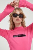 Светр Karl Lagerfeld Jeans жіночий колір рожевий півгольф