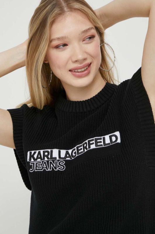 Бавовняна жилетка Karl Lagerfeld Jeans колір чорний