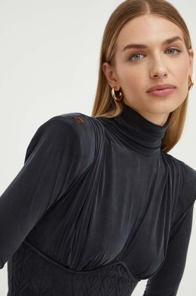 Блузка Elisabetta Franchi жіноча колір чорний однотонна фото 4