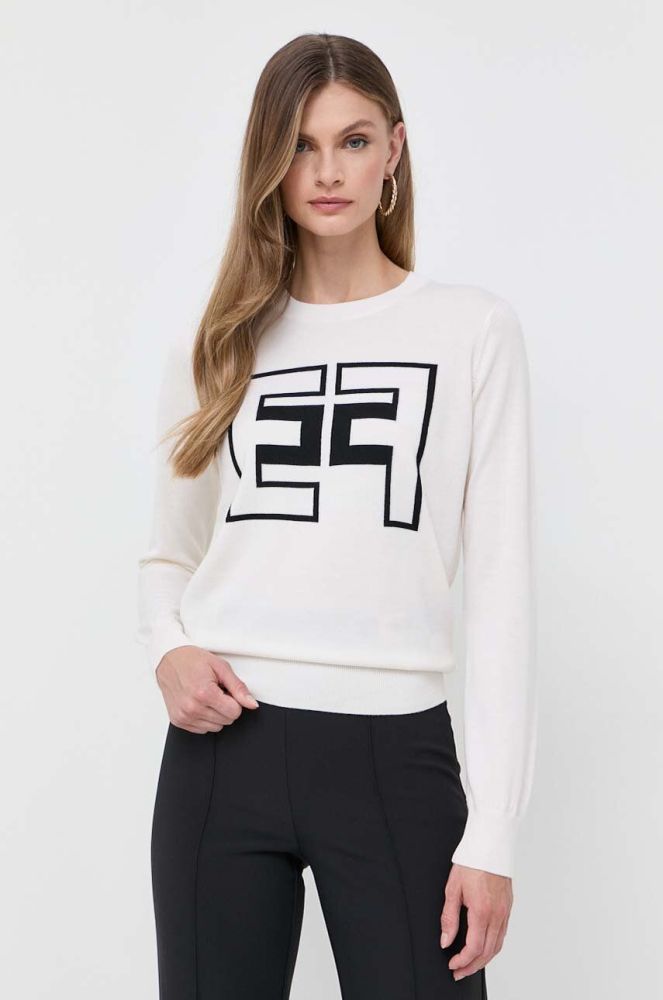 Вовняний светр Elisabetta Franchi жіночий колір бежевий легкий