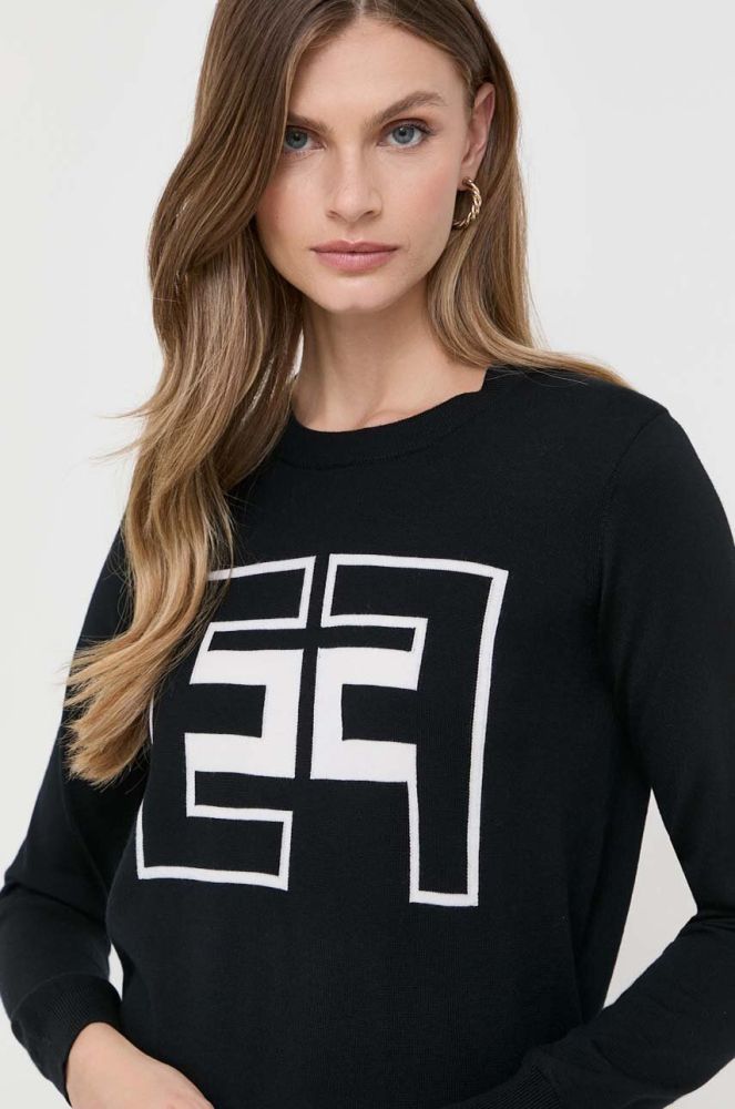 Вовняний светр Elisabetta Franchi жіночий колір чорний легкий