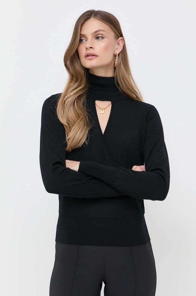 Вовняний светр Elisabetta Franchi жіночий колір чорний легкий гольф