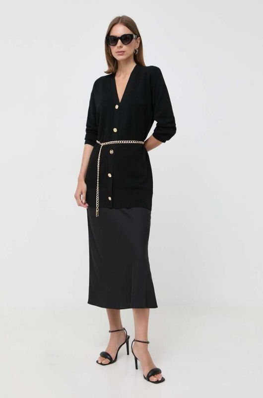 Вовняний кардиган MICHAEL Michael Kors колір чорний легкий фото 2
